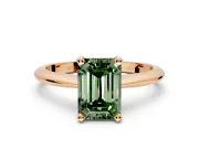 Solitaire Engagement Ring Setting for Fancy Green Emerald Cut Center with Knife Ridge Band and Claw Prong Head in Rose Gold