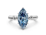 Rope Engagement Ring Setting for Fancy Blue Marquise Center with Accent Shoulders and Prong Head in Platinum