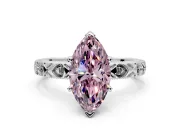 Solitaire Engagement Ring Setting for Fancy Pink Marquise Center with XO Engraved Band and Prong Head in Platinum