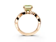 Solitaire Engagement Ring Setting for Fancy Yellow Asscher Cut Center with Half-Pave Crossover Band and Prong Head in Rose Gold