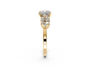 Cluster Engagement Ring Setting for Cushion Cut Center with 2-Row Shoulder Clusters and Prong Head in Yellow Gold