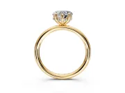 Hidden Halo Engagement Ring Setting for Heart-Shaped Center with Thin Rounded Band and Prong Head in Yellow Gold