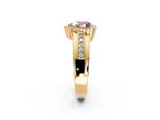Halo Engagement Ring Setting for Fancy Pink Heart-Shaped Center with Wide Band, Inlaid Accent Row and Prong Head in Yellow Gold