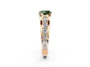 Solitaire Engagement Ring Setting for Fancy Green Round Cut Center with Graduated Shared Prongs and Prong Head in Rose Gold