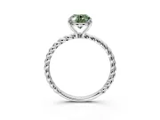 Solitaire Engagement Ring Setting for Fancy Green Oval Center with 2-Strand Rope Twist Band and Prong Head in White Gold