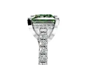 Solitaire Engagement Ring Setting for Fancy Green Princess Cut Center with Widening Pave Band and Claw Prong Head in Sterling Silver