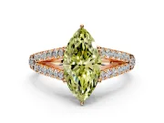 Solitaire Engagement Ring Setting for Fancy Yellow Marquise Center with Pave Split Shank and Prong Head in Rose Gold
