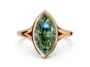 Solitaire Engagement Ring Setting for Fancy Green Marquise Center with V Split Shank and Bezel Head in Rose Gold