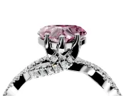 Solitaire Engagement Ring Setting for Fancy Pink Heart-Shaped Center with Narrow Twist Pave Band and Prong Head in Sterling Silver
