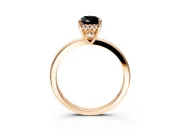 Solitaire Engagement Ring Setting for Fancy Black Pear-Shaped Center with Fine Wire Band and Prong Head in Rose Gold