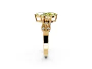 Leaf Engagement Ring Setting for Fancy Yellow Marquise Center with Milgrain Accent Band and Prong Head in Yellow Gold
