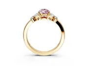 Solitaire Engagement Ring Setting for Fancy Pink Pear-Shaped Center with Marquise Flower Shoulders and Prong Head in Yellow Gold