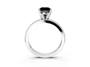 Milgrain Pave Engagement Ring Setting for Fancy Black Cushion Cut Center with Accent Band and Prong Head in Platinum