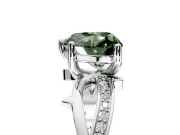 Solitaire Engagement Ring Setting for Fancy Green Heart-Shaped Center with Pave and Plain Crossover Band and Prong Head in Sterling Silver