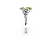 Solitaire Engagement Ring Setting for Fancy Yellow Marquise Center with Marquise Accent Twist Band and Prong Head in White Gold