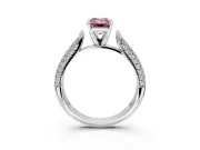Solitaire Engagement Ring Setting for Fancy Pink Emerald Cut Center with Multi-Row Accents and Prong Head in Platinum
