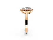 Starburst Halo Engagement Ring Setting for Oval Center with Flat Cathedral Band and Prong Head in Rose Gold