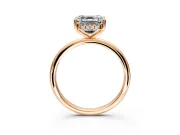 Hidden Halo Engagement Ring Setting for Asscher Cut Center with Thin Round-Wire Band and Prong Head in Rose Gold