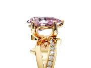 Solitaire Engagement Ring Setting for Fancy Pink Pear-Shaped Center with Pave and Plain Crossover Band and Prong Head in Yellow Gold