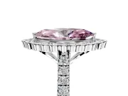 Milgrain Floral Halo Engagement Ring Setting for Fancy Pink Marquise Center with Pave Band and Prong Head in Platinum