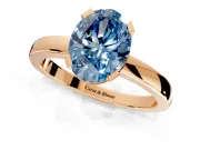 Solitaire Engagement Ring Setting for Fancy Blue Oval Center with Plain Band and Flat Tab Prong Head in Rose Gold