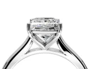 Solitaire Engagement Ring Setting for Princess Cut Center with Narrow Cathedral Band and Prong Head in Sterling Silver