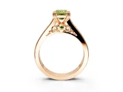 Solitaire Engagement Ring Setting for Fancy Yellow Emerald Cut Center with Channel Band and Double Claw Prong Head in Rose Gold