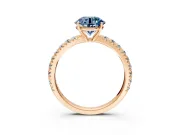 Solitaire Engagement Ring Setting for Fancy Blue Round Cut Center with Large Accent Band and Prong Head in Rose Gold