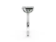 Single Halo Engagement Ring Setting for Fancy Green Princess Cut Center with Corner Claws, Plain Band and Prong Head in White Gold