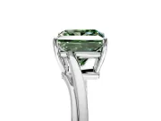 Solitaire Engagement Ring Setting for Fancy Green Princess Cut Center with Plain Bypass Twist Band and Prong Head in Platinum