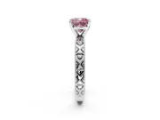 Solitaire Engagement Ring Setting for Fancy Pink Cushion Cut Center with XO Engraved Band and Prong Head in Platinum
