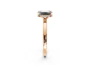 Hidden Halo Engagement Ring Setting for Emerald Cut Center with Plain Band and Tall Prong Head in Rose Gold