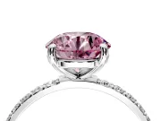 Solitaire Engagement Ring Setting for Fancy Pink Round Cut Center with Pave Accents and Prong Head in Platinum