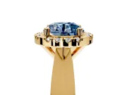 Halo Engagement Ring Setting for Fancy Blue Round Cut Center with Square Band and Prong Head in Yellow Gold
