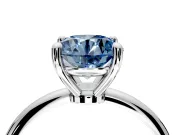 Minimalist Solitaire Engagement Ring Setting for Fancy Blue Round Cut Center with Thin Band and Prong Head in Platinum