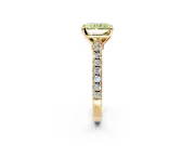 Solitaire Engagement Ring Setting for Fancy Yellow Radiant Cut Center with Single Row Accent Band and Prong Head in Yellow Gold