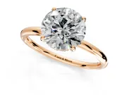 Solitaire Engagement Ring Setting for Round Cut Center with Plain Band, Open Basket and Prong Head in Rose Gold