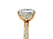 Solitaire Engagement Ring Setting for Princess Cut Center with Fine Pave Band and Prong Head in Yellow Gold