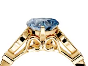 Solitaire Engagement Ring Setting for Fancy Blue Heart-Shaped Center with Marquise and Bezel Accents and Prong Head in Yellow Gold