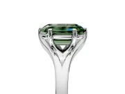 Solitaire Engagement Ring Setting for Fancy Green Emerald Cut Center with Plain Split Shank and Prong Head in Sterling Silver