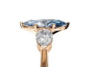 3 Stone Engagement Ring Setting for Fancy Blue Marquise Center with Large Pear-Shaped Accents and Prong Head in Rose Gold