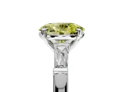 3 Stone Engagement Ring Setting for Fancy Yellow Oval Center with Tapered Baguettes, Plain Band and Prong Head in Platinum