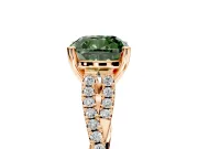 Solitaire Engagement Ring Setting for Fancy Green Cushion Cut Center with Twisted Pave Split Shank and Prong Head in Rose Gold