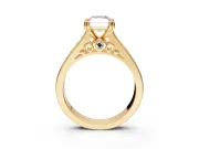 Solitaire Engagement Ring Setting for Fancy Pink Radiant Cut Center with Channel Band and Double Claw Prong Head in Yellow Gold