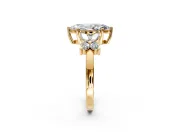 Floral Engagement Ring Setting for Marquise Center with Marquise Cluster Shoulders and Prong Head in Yellow Gold