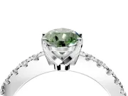 Solitaire Engagement Ring Setting for Fancy Green Pear-Shaped Center with Single Row Accent Band and Prong Head in Platinum