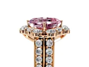 Large Accent Halo Engagement Ring Setting for Fancy Pink Asscher Cut Center with Pave Split Shank and Prong Head in Rose Gold