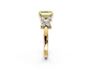 Floral Engagement Ring Setting for Fancy Yellow Asscher Cut Center with Marquise Cluster Shoulders and Prong Head in Yellow Gold