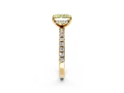 Solitaire Engagement Ring Setting for Fancy Yellow Radiant Cut Center with Band of Accents and Prong Head in Yellow Gold
