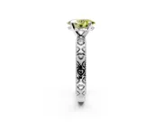 Solitaire Engagement Ring Setting for Fancy Yellow Oval Center with XO Engraved Band and Prong Head in Platinum